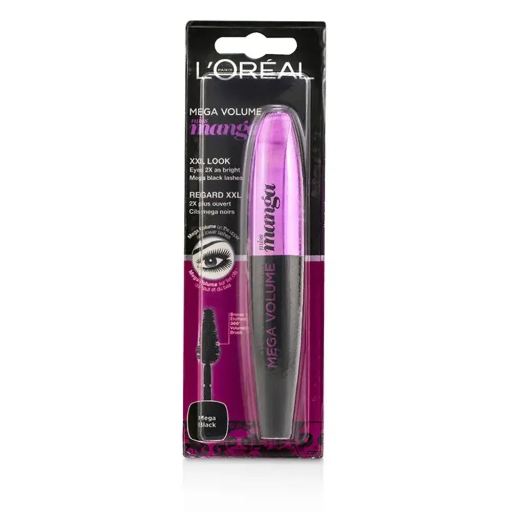 L'Oréal Paris Mega Volume Miss Manga Mascara for Full, Thick Lashes Black Mascara