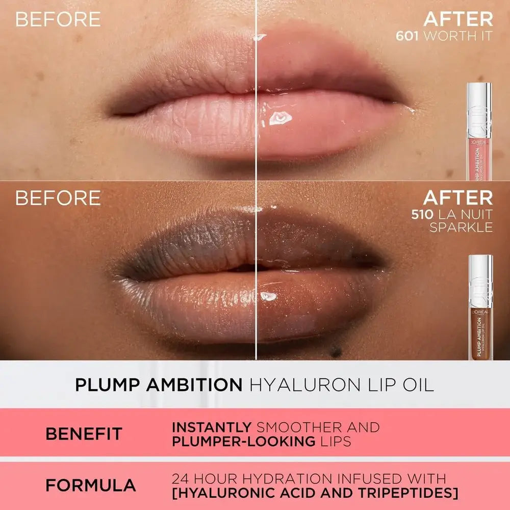 L'Oréal Paris Plump Ambition Hyaluron Lip Oil 24HR Hydration and Volumizing Shine